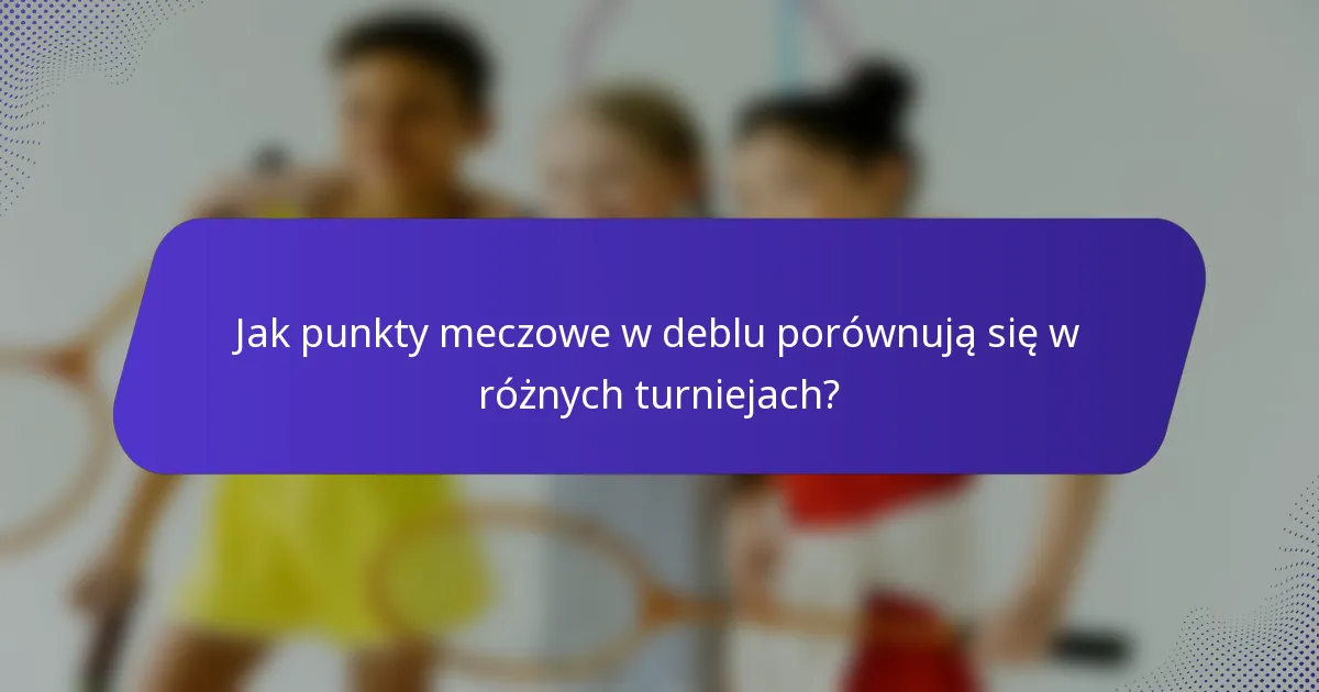 Jak punkty meczowe w deblu porównują się w różnych turniejach?