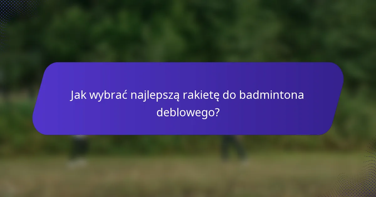 Jak wybrać najlepszą rakietę do badmintona deblowego?